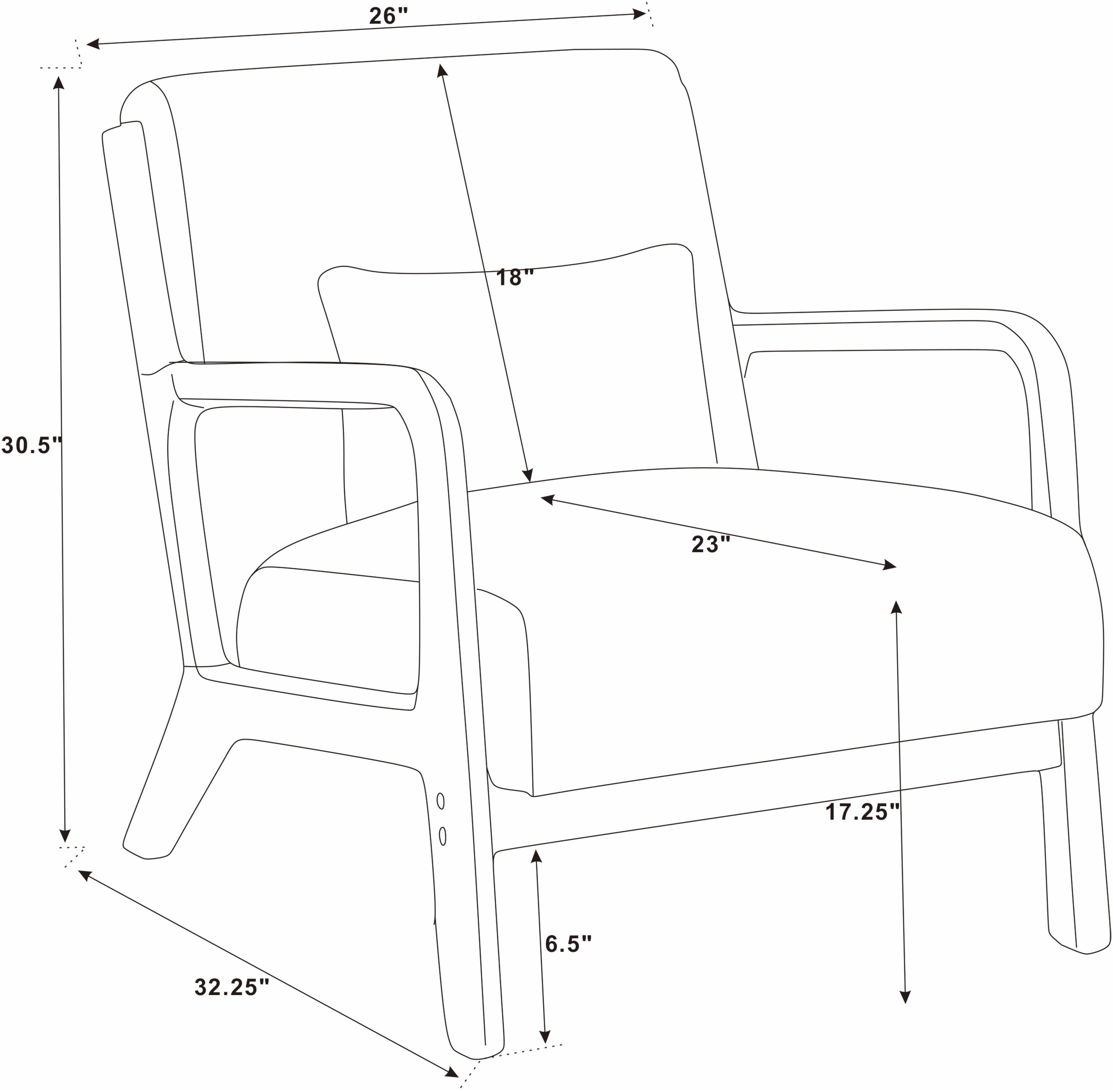 Corduroy Upholstered Wooden Armchair