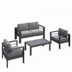 4-Piece Modern Aluminum Patio Conversation Set