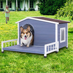 Large Wooden Dog House Indoor Outdoor with Terrace