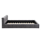 Elegant Chenille Upholstered Bed with Checkerboard Design, Queen