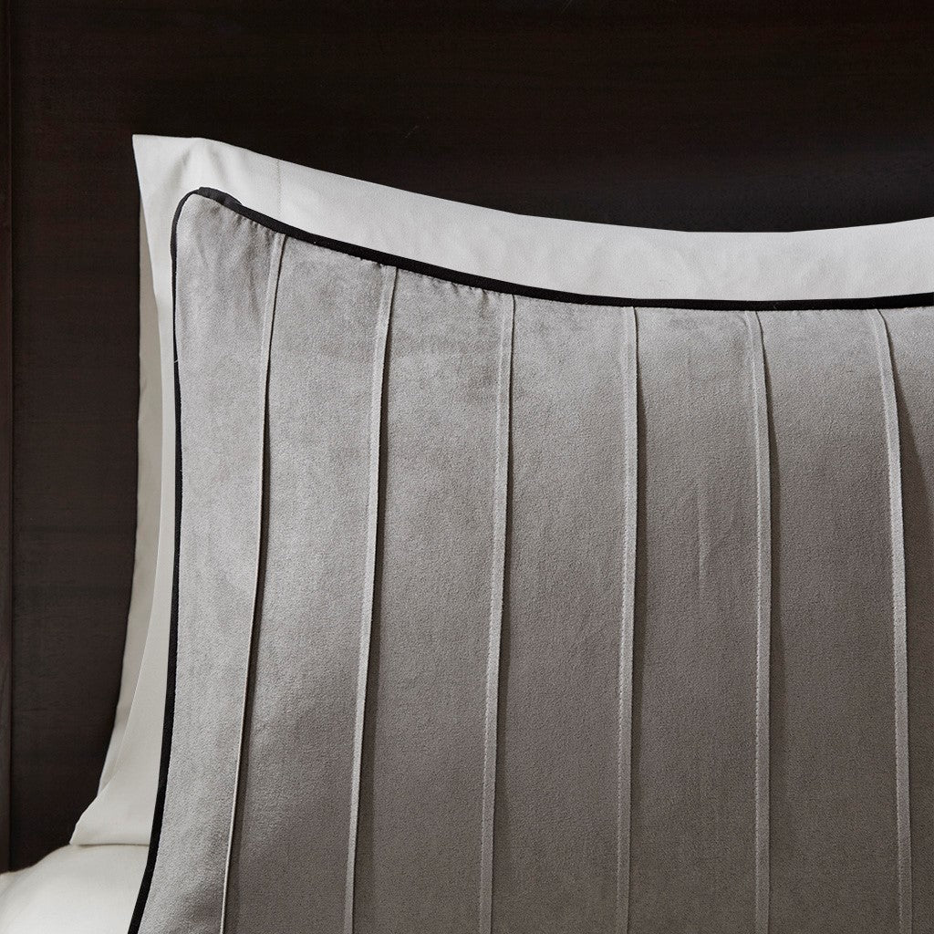 7 Piece Faux Suede Comforter Set Grey Full