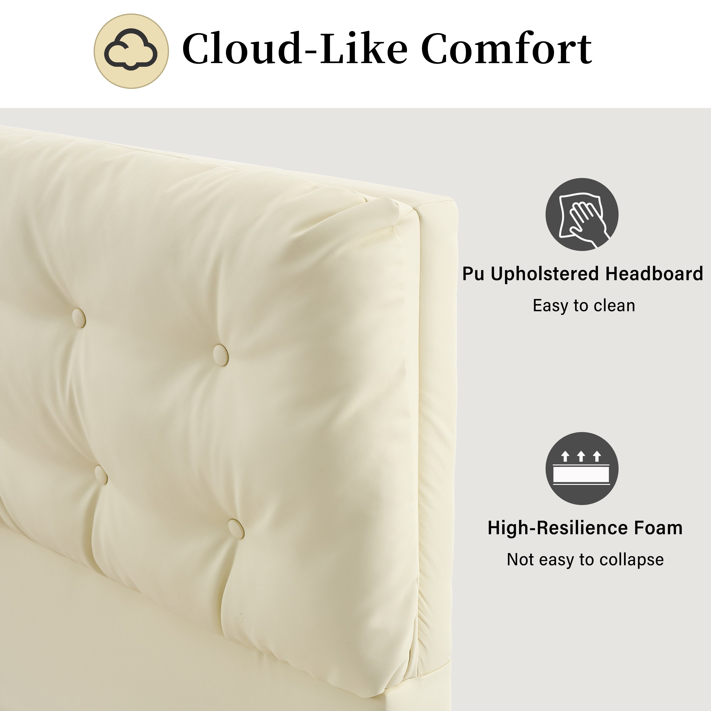 Queen Size Upholstered Floating Bed Frame with LED Lights