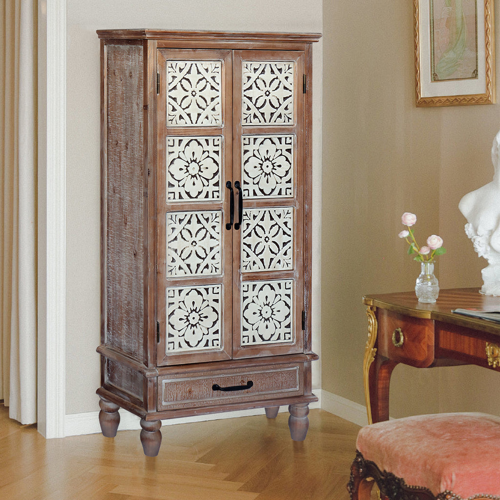 55.12'' Tall Tower Storage Cabinet - Rustic Wood Sideboard Pantry Cabinet