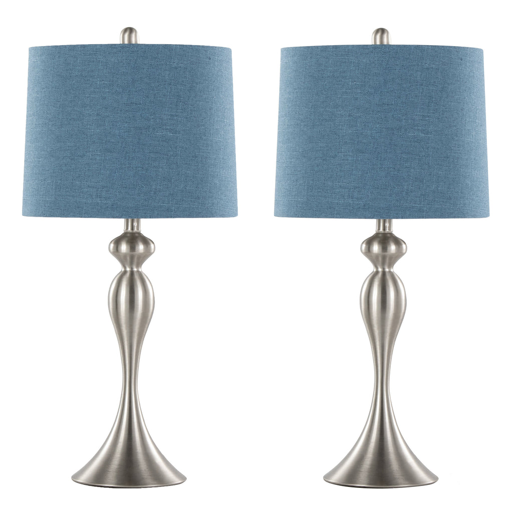 27" Contemporary Metal Table Lamp in Brushed Nickel