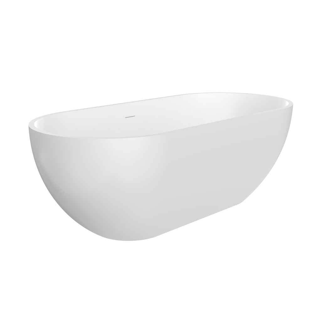 63 Inch Artificial Stone Solid Surface Oval Freestanding Bathtub