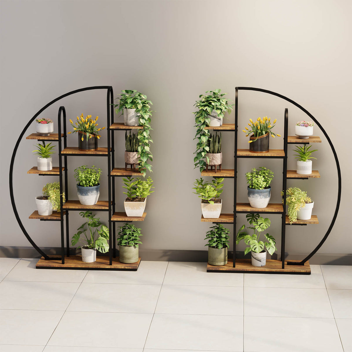 62.2 Inch Tall Metal Indoor Plant Stand with Grow Lights