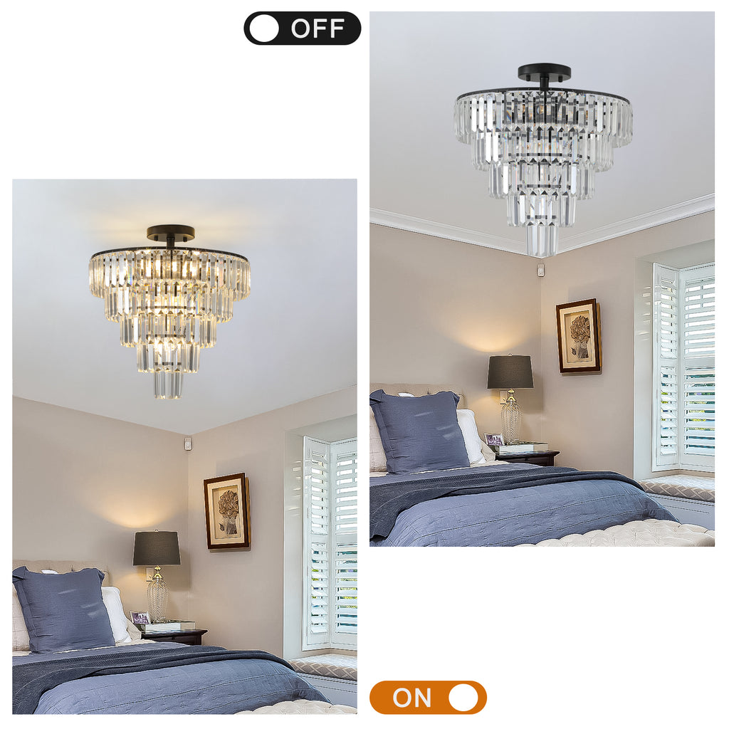 20" Black Crystal Chandelier