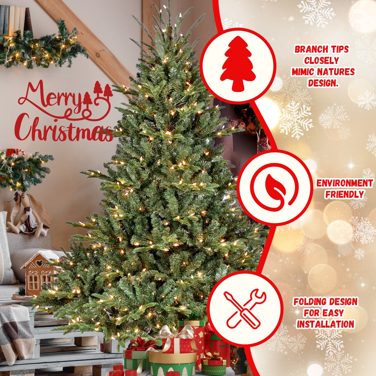 7.5FT Full-Shape Christmas Tree with 850 UL Lights