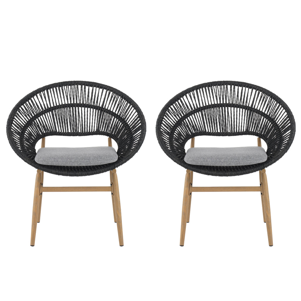 Cyril Outdoor Wicker Papasan Style Dining Chair