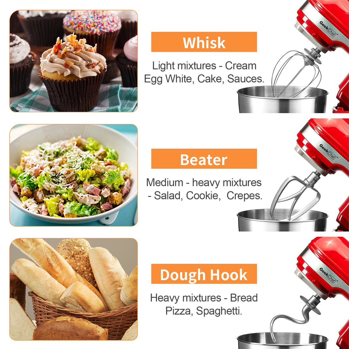 Geek Chef Electric Stand Mixer, 4.8QT
