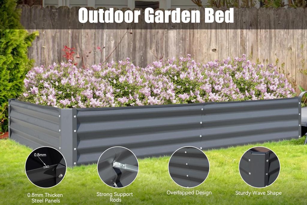 6x3x1ft Galvanized Raised Garden Bed