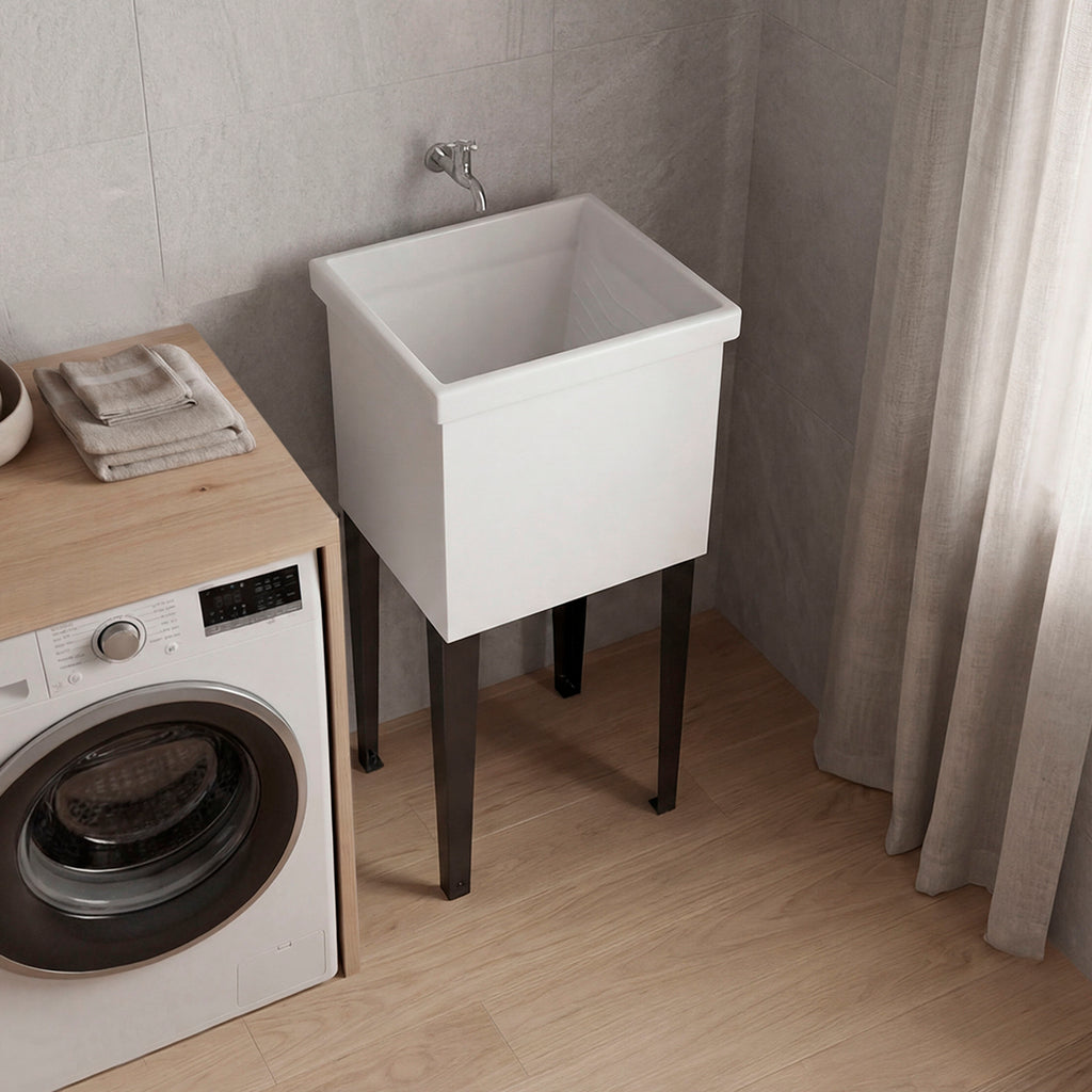 Bari Freestanding and Compact Plastic Laundry Utility Sink