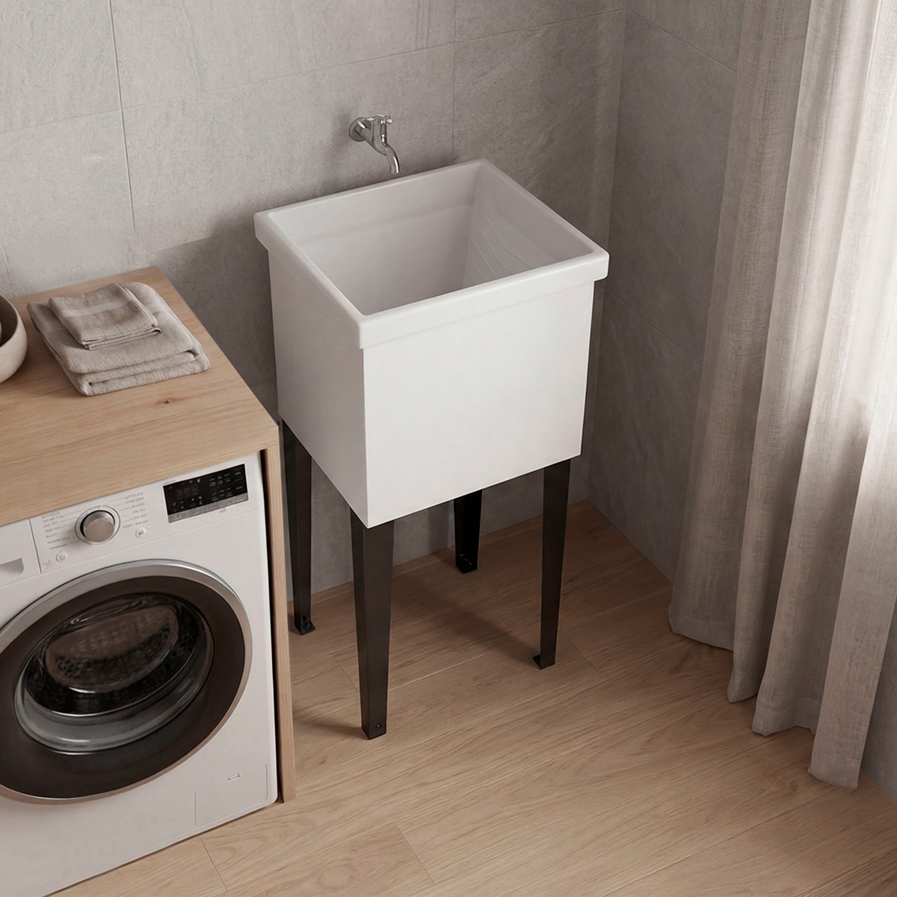 Bari Freestanding and Compact Plastic Laundry Utility Sink
