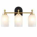 Meadows Three Lights Vanity Brushed Gold Bathroom Lighting