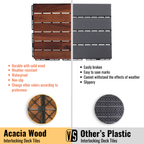 Acacia Wood Interlocking Deck Tiles