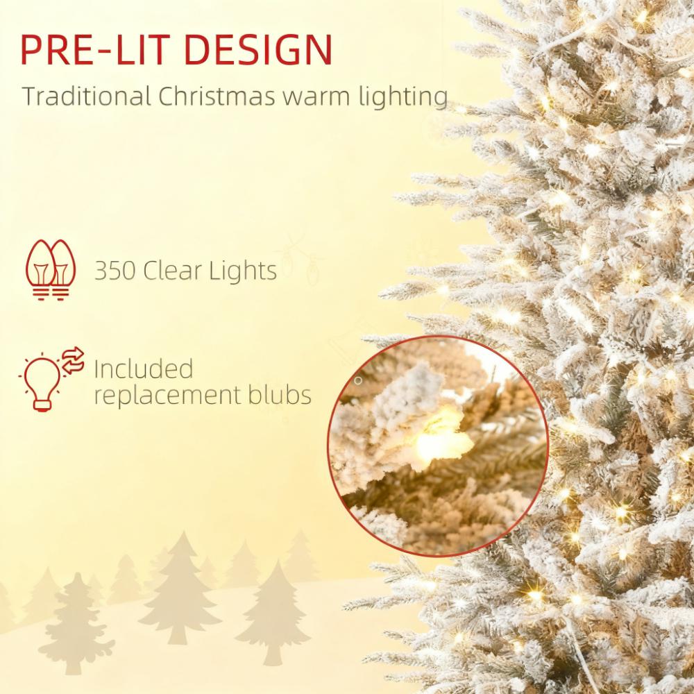 Pre Lit Artificial Flocked Christmas Tree with Snow Branches