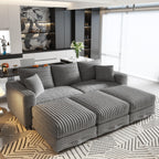 Plush Corduroy 3-Seat Sofa