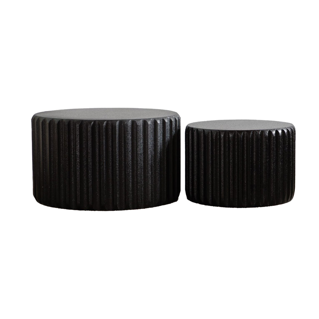 Black Scalloped Round Coffee Table Set