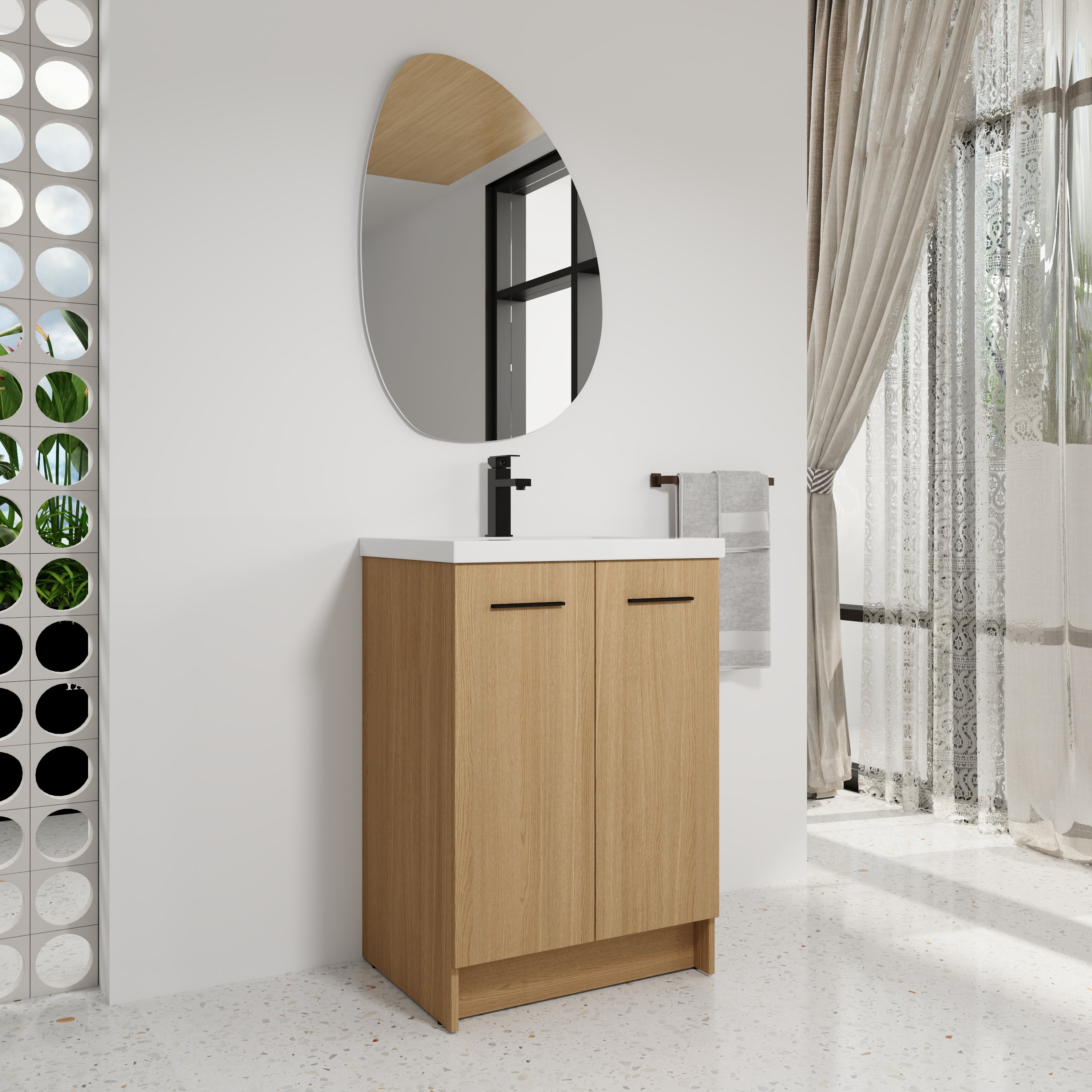 24" Freestanding Bathroom Vanity with Resin Sink