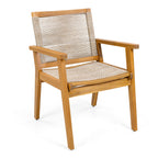 Outdoor Dining Chairs Set of 2, Teak Finish Wood Frame and Mix