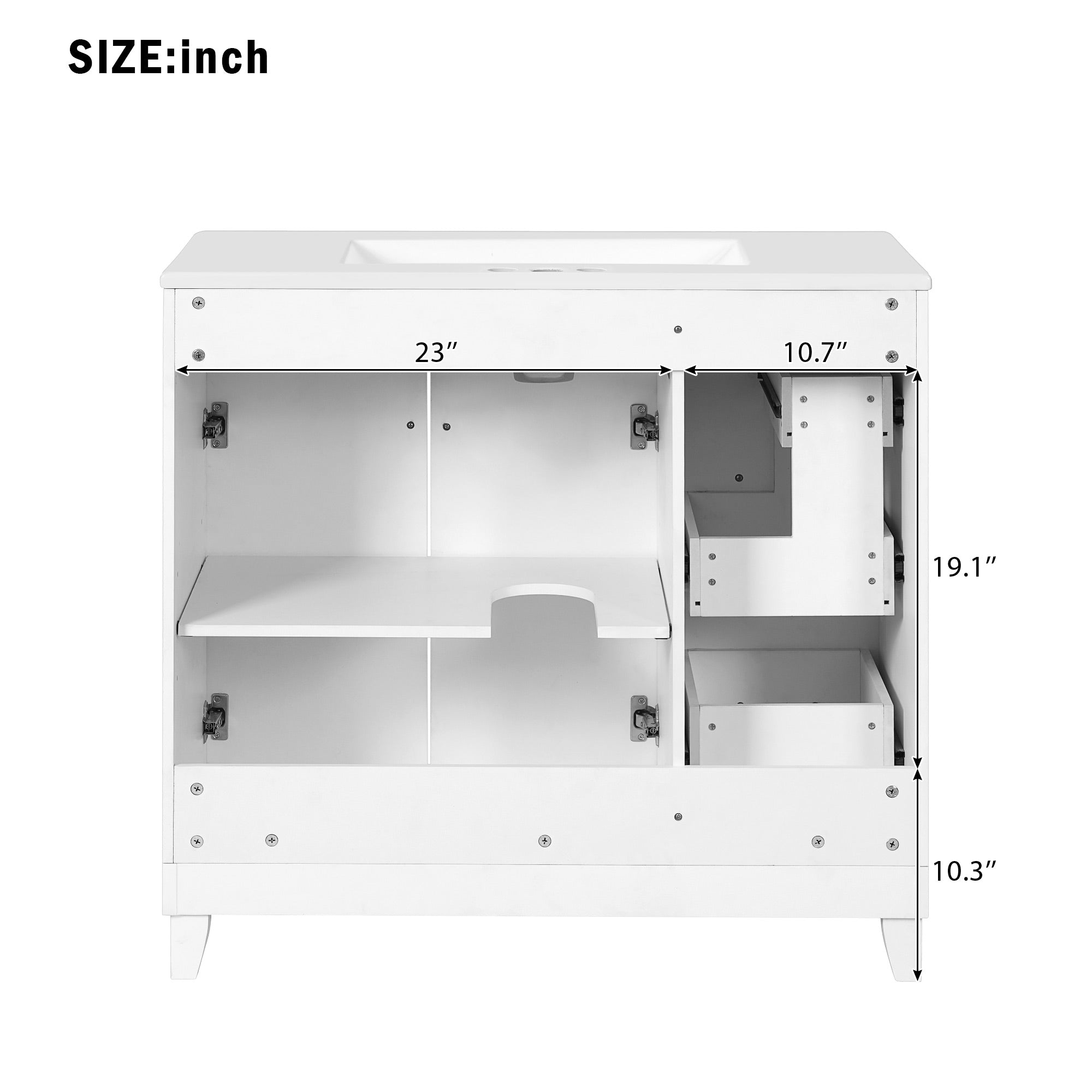 36" Bathroom Vanity with Ceramic Sink