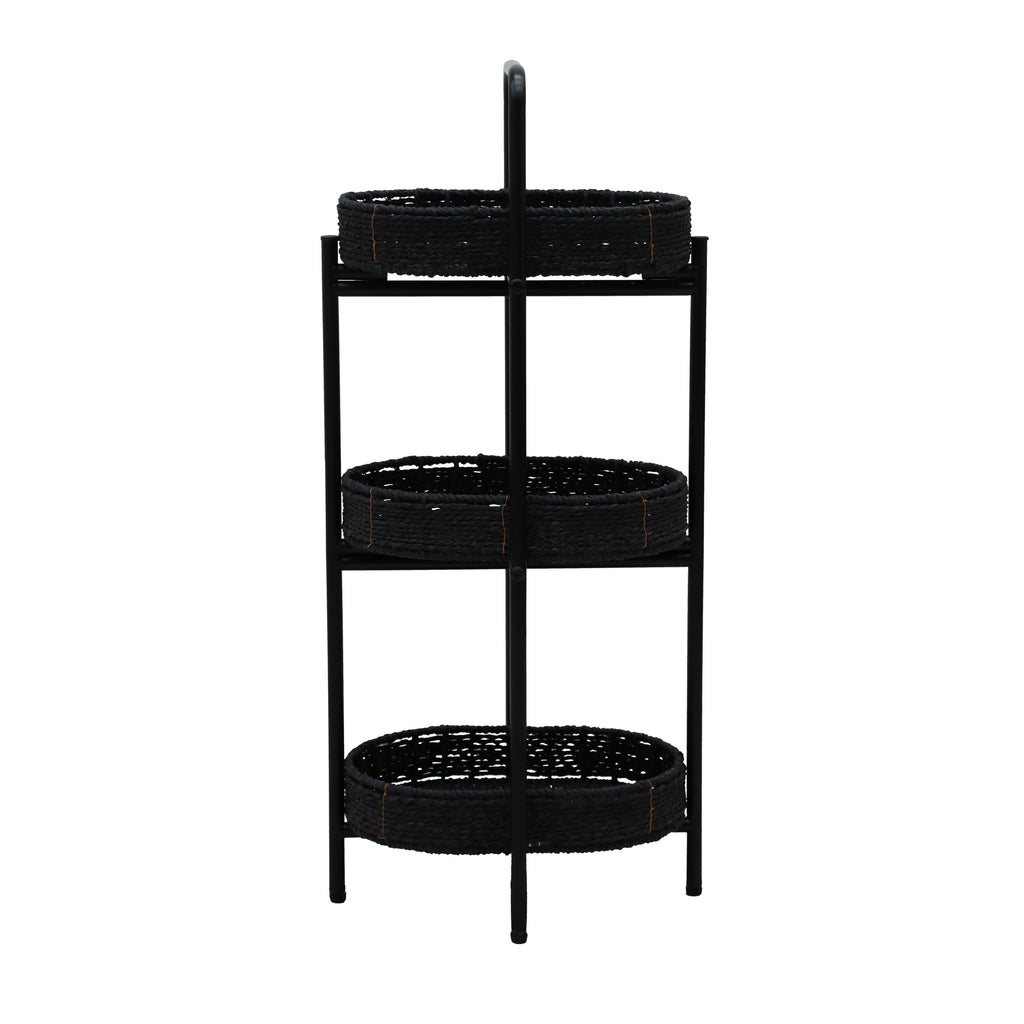 Small Handwoven Side Tables – 3-Tier Oval Organizer