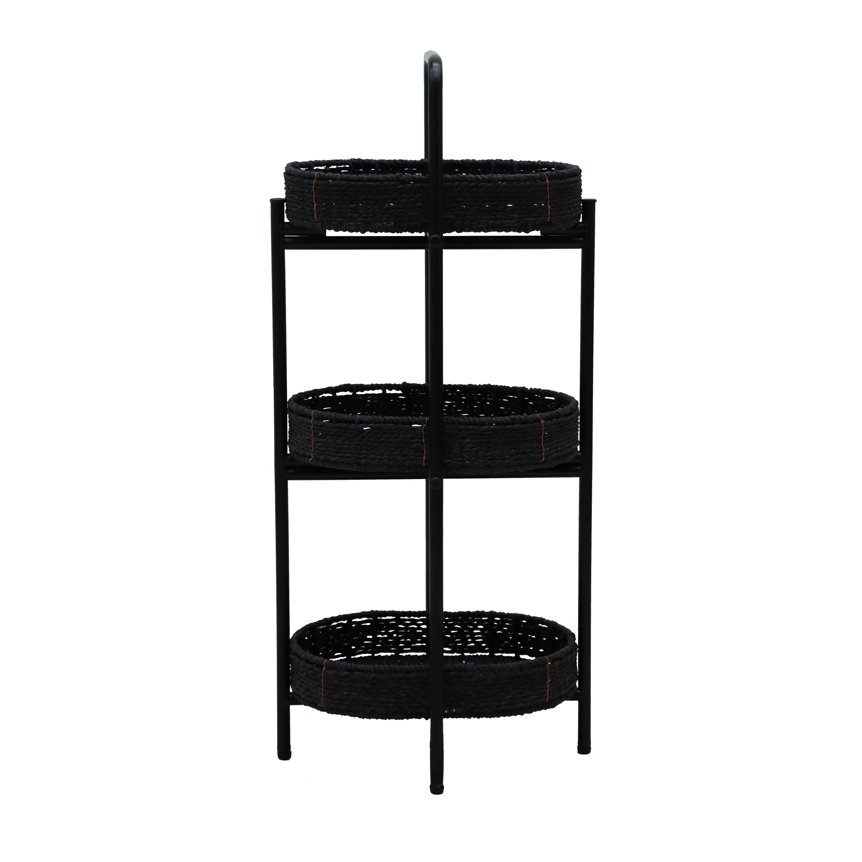 Small Handwoven Side Tables – 3-Tier Oval Organizer