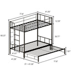 Twin Size Metal Pull-Out Bunk Bed with Guardrail and Built-In Ladder