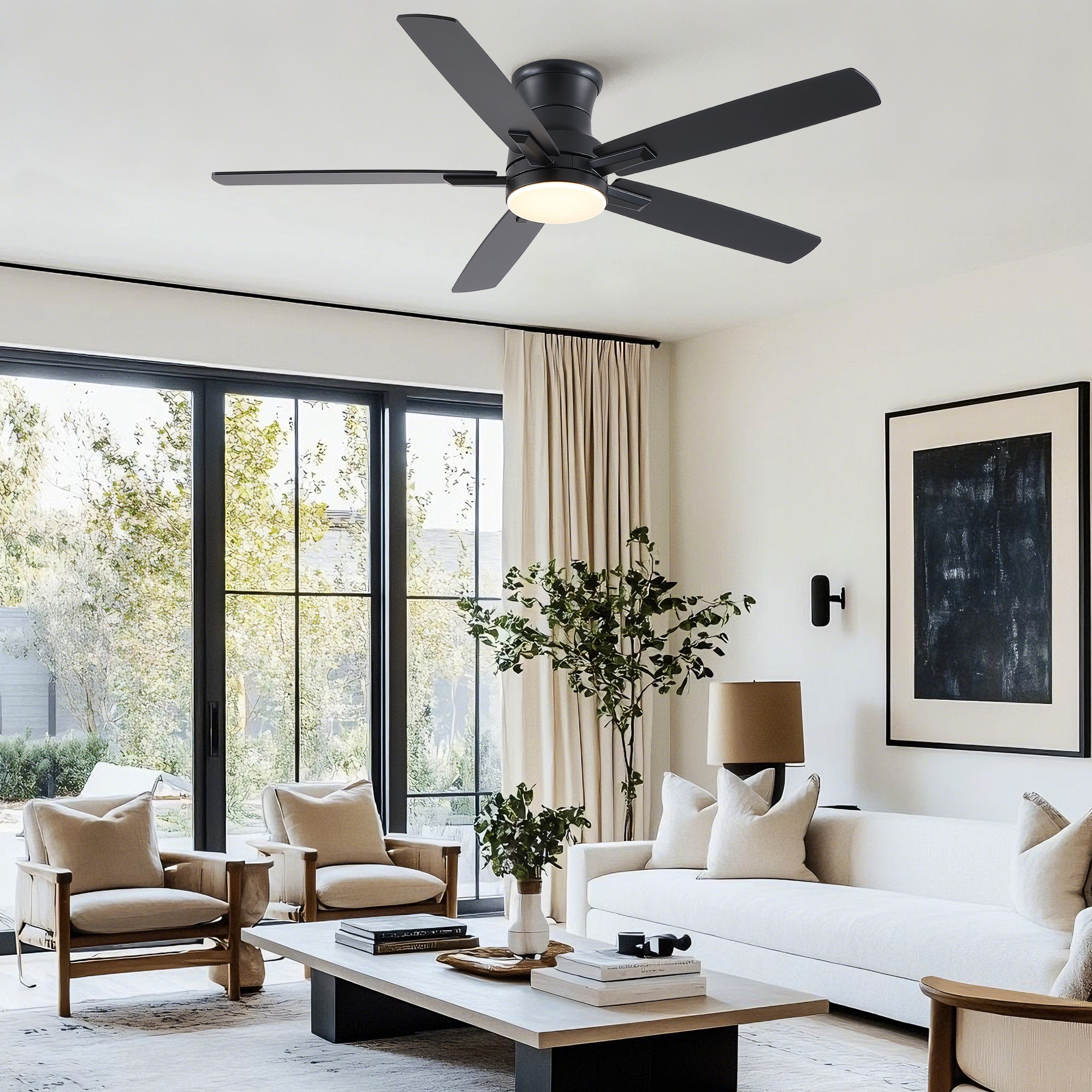 52" Modern Farmhouse Ceiling Fan with Dimmable Light