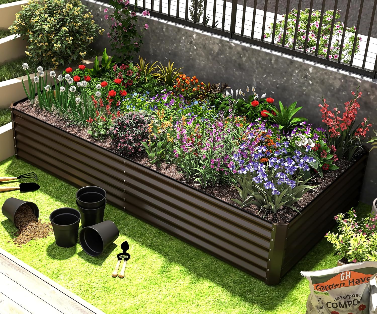 6x3x1.5ft Galvanized Raised Garden Bed
