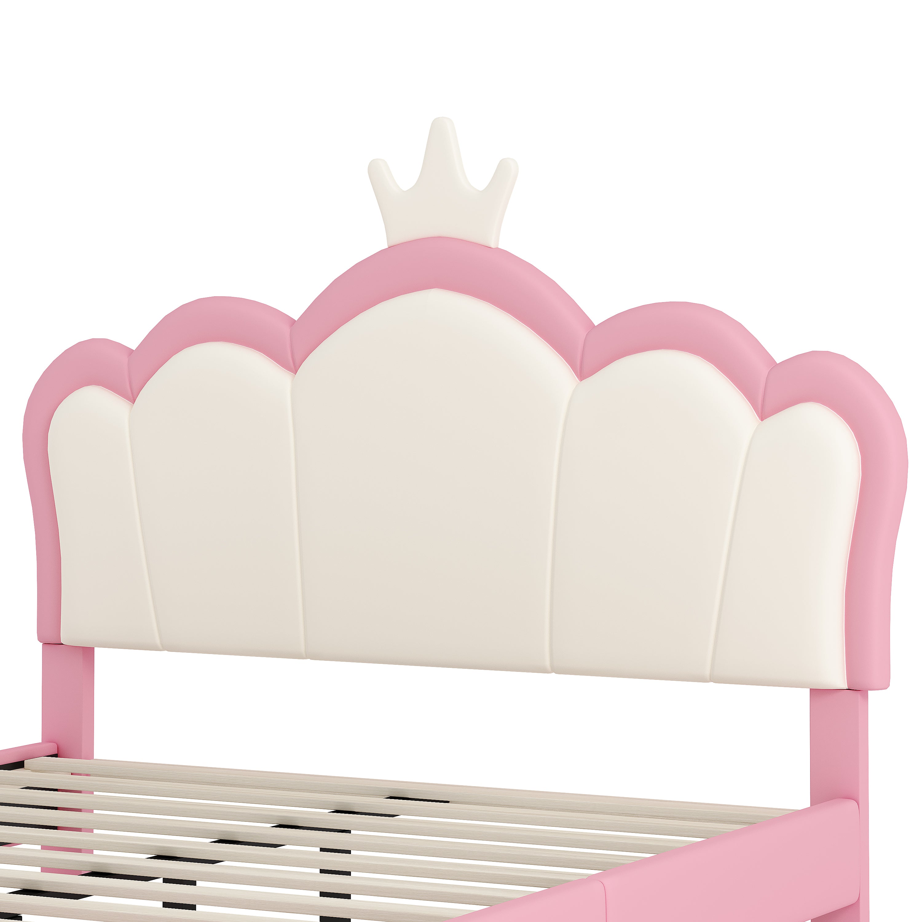 Full Size Upholstered Princess Bed with Crown Headboard