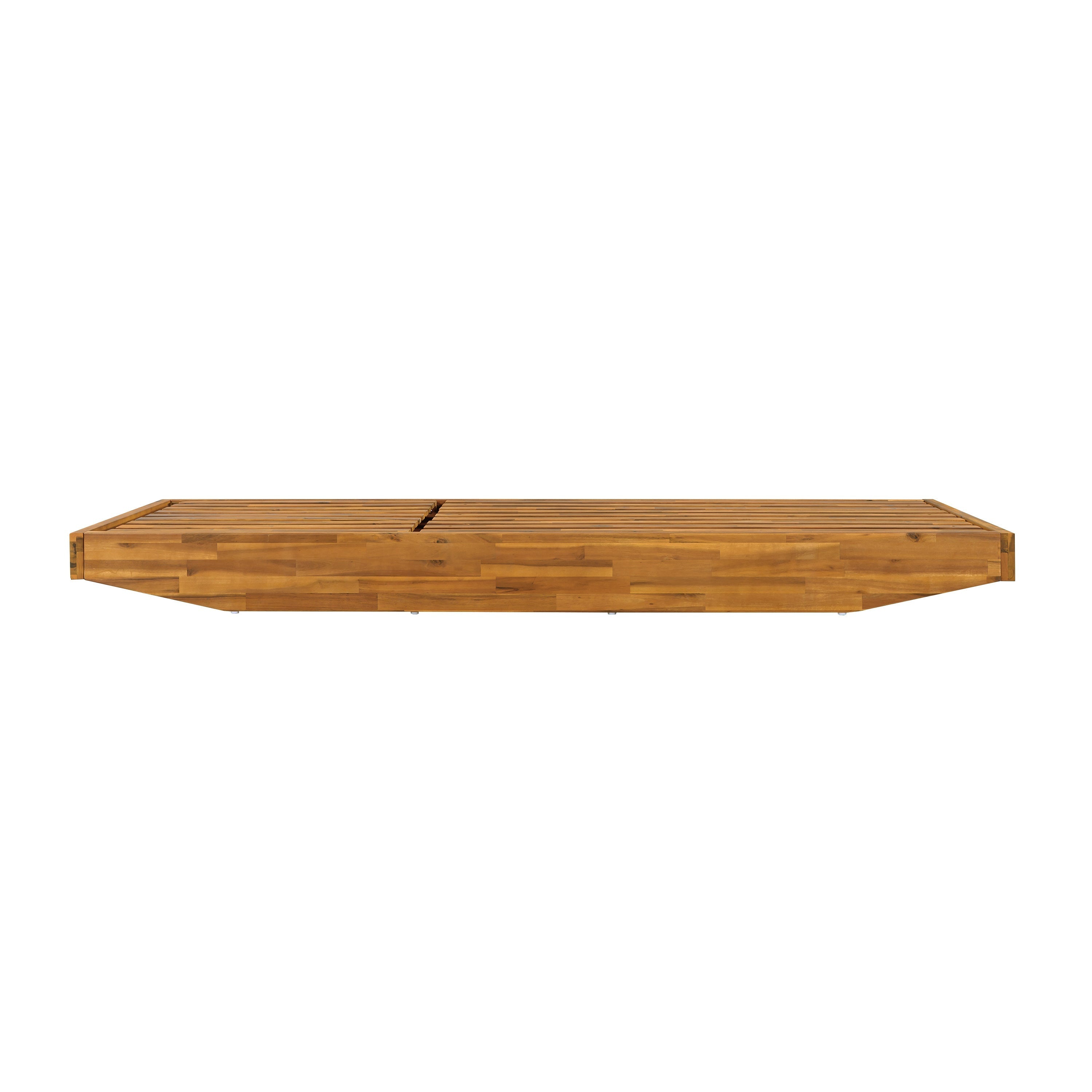 Modern Acacia Wood Outdoor Chaise Lounge with Beige Cushion