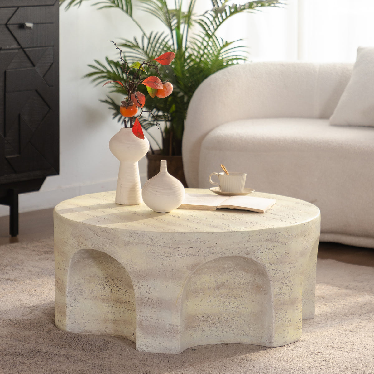 MgO Modern Minimalist Round Accent Coffee Table