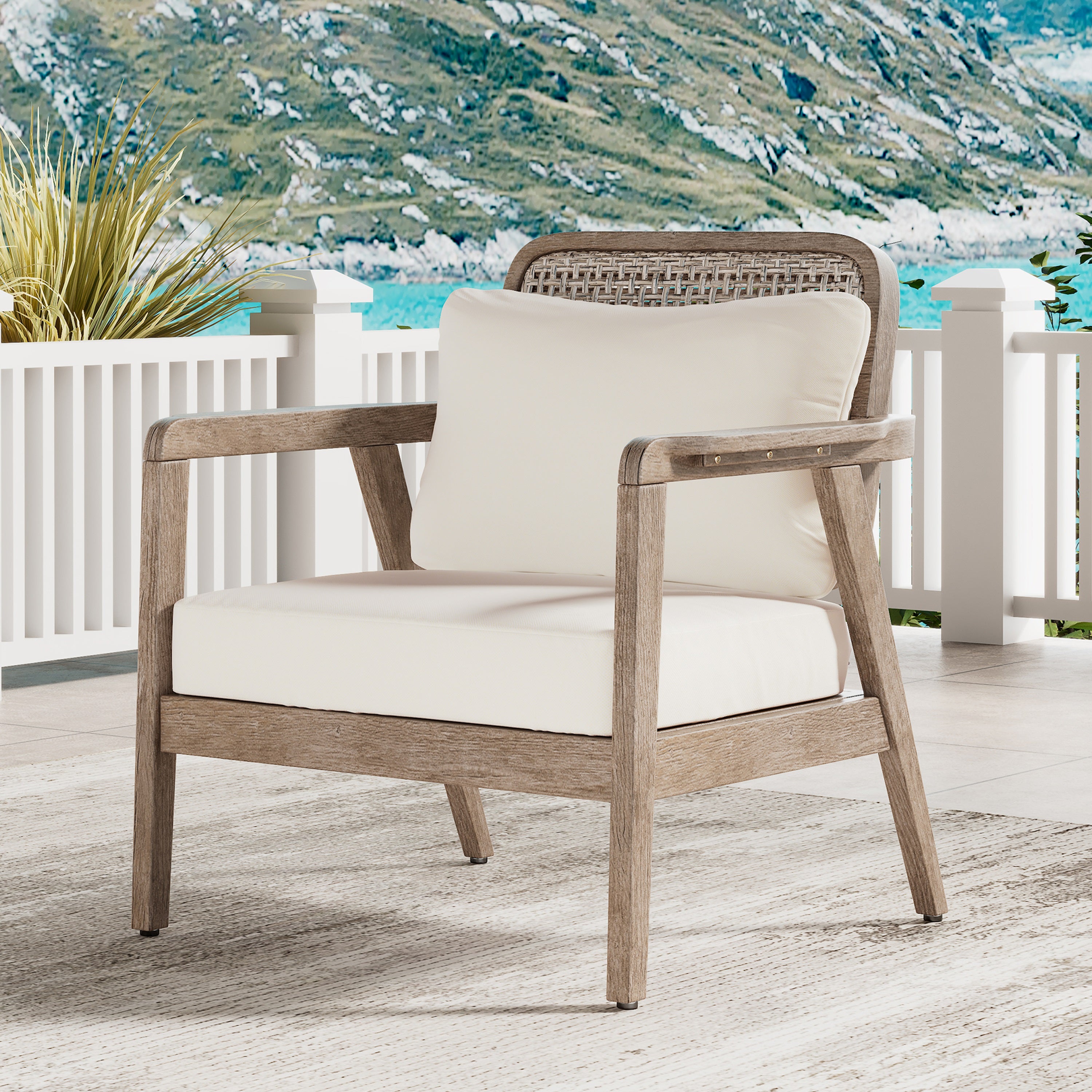 Outdoor Acacia Wood Patio Club Chair
