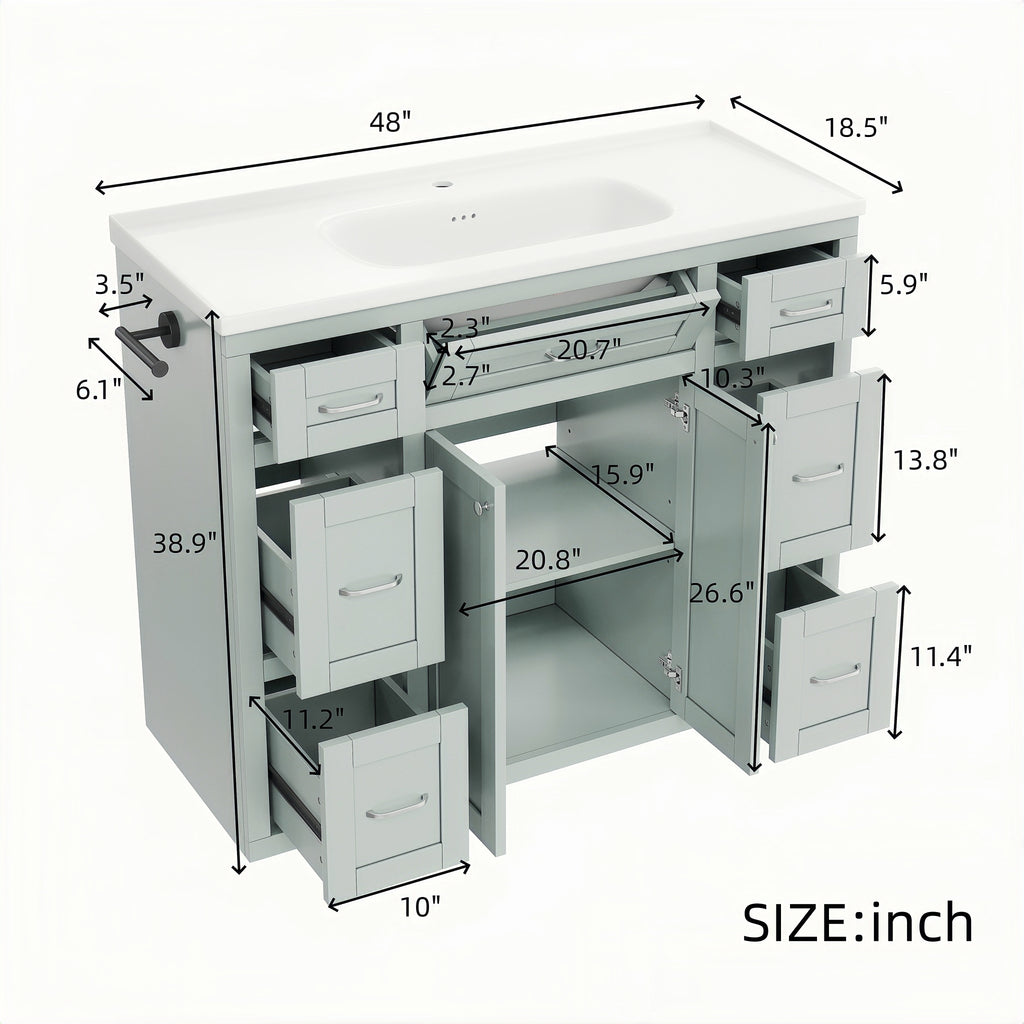 48" Mint Green Bathroom Vanity
