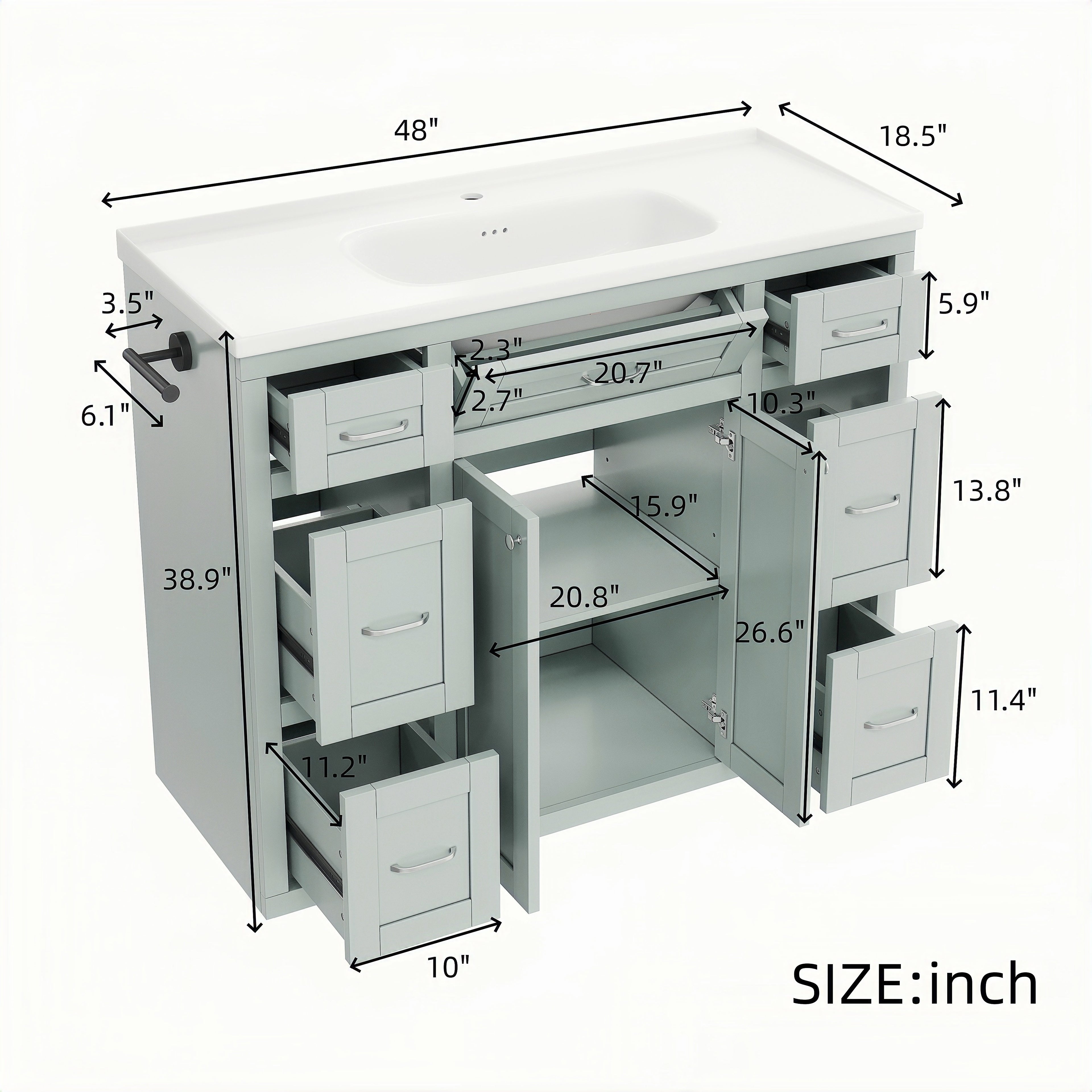 48" Mint Green Bathroom Vanity