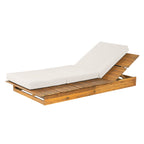 Acacia Wood Chaise Lounge with 4" Thick Cushion