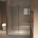 Frameless Sliding Shower Door - 5/16" Tempered Glass, Stainless Steel Frame