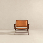 Daniel Mid-Century Modern Leather Arm Chair with Walnut-Finished Legs