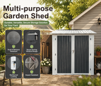 9x6 FT Outdoor Metal Storage Shed with Window & Flower Rack