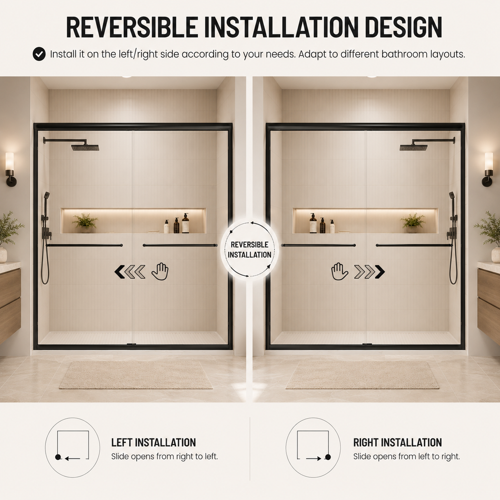 Framed Double Sliding Shower Door, 50-54" W x 72" H