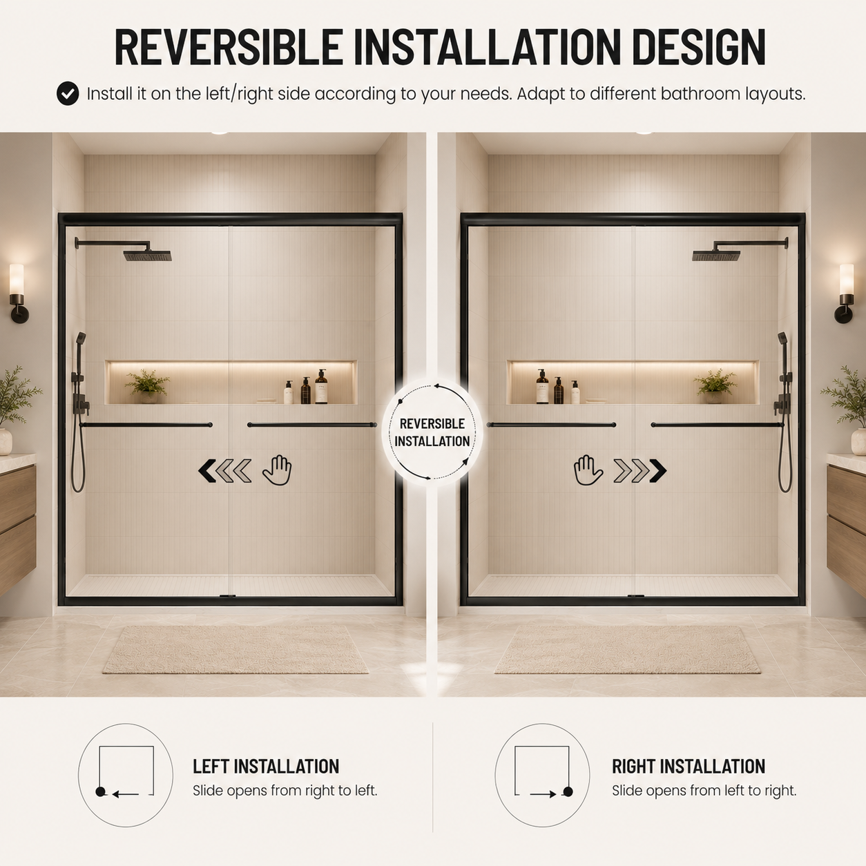 Framed Double Sliding Shower Door, 50-54" W x 72" H