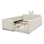 Full Size Upholstered Platform Bed with Cute Rabbit Ear Headboard