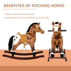 Qaba Kids Metal Plush Ride-On Rocking Horse Chair Toy