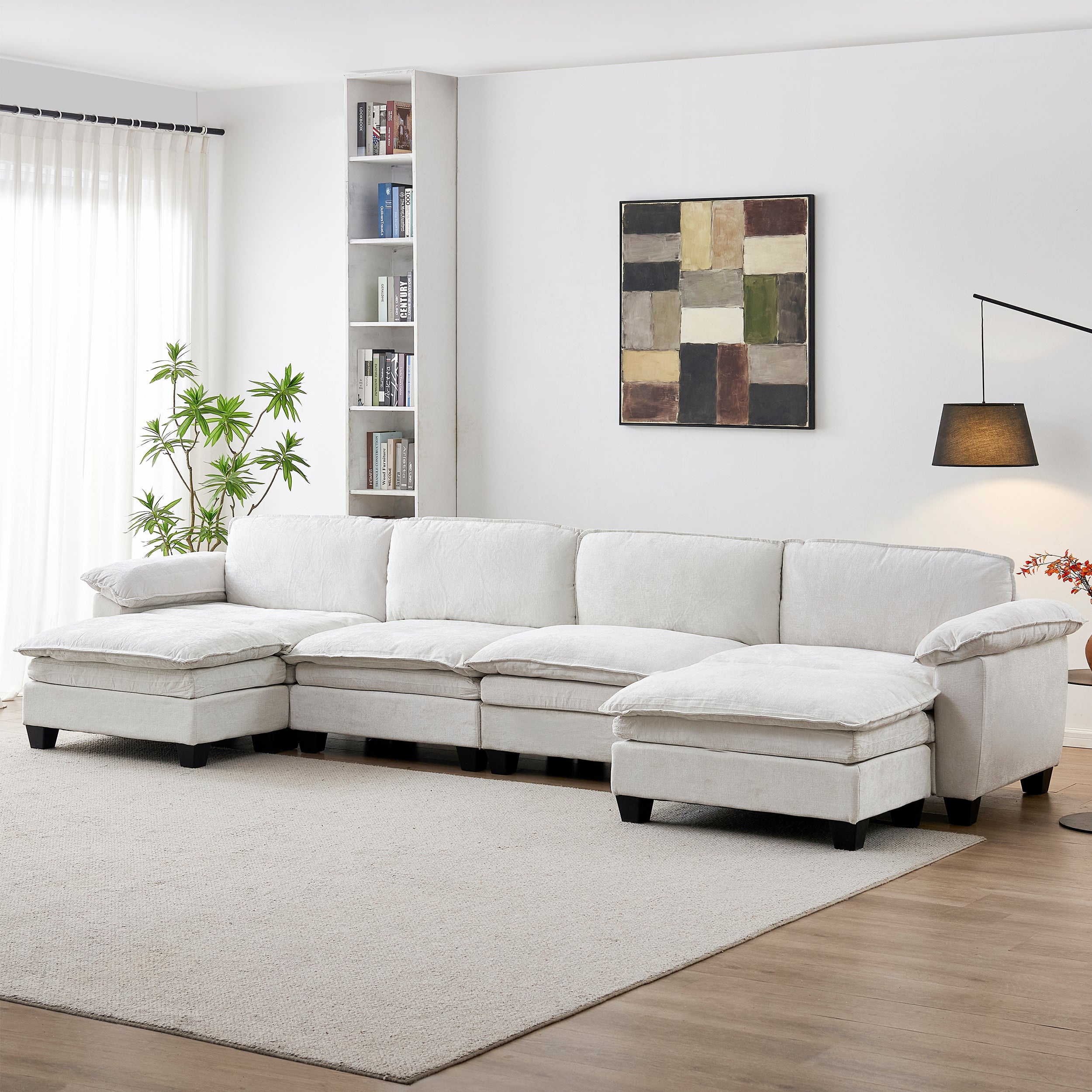 Luxury U Shape Sofa with Two Ottomans