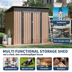 6x4 FT Metal Garden Shed with Hinge Door Pent Roof