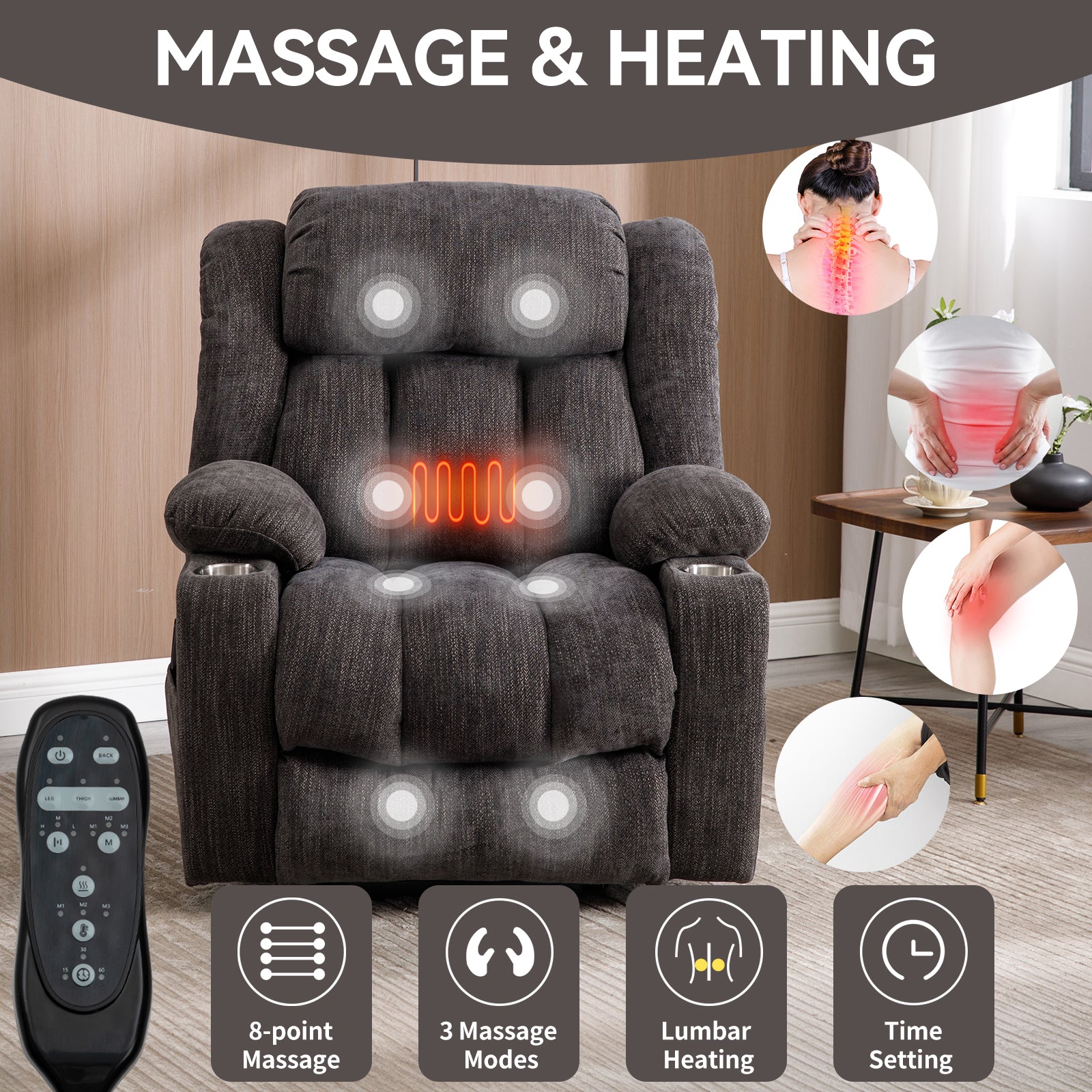 Up to 350 LBS Chenille Power Lift Recliner Chair