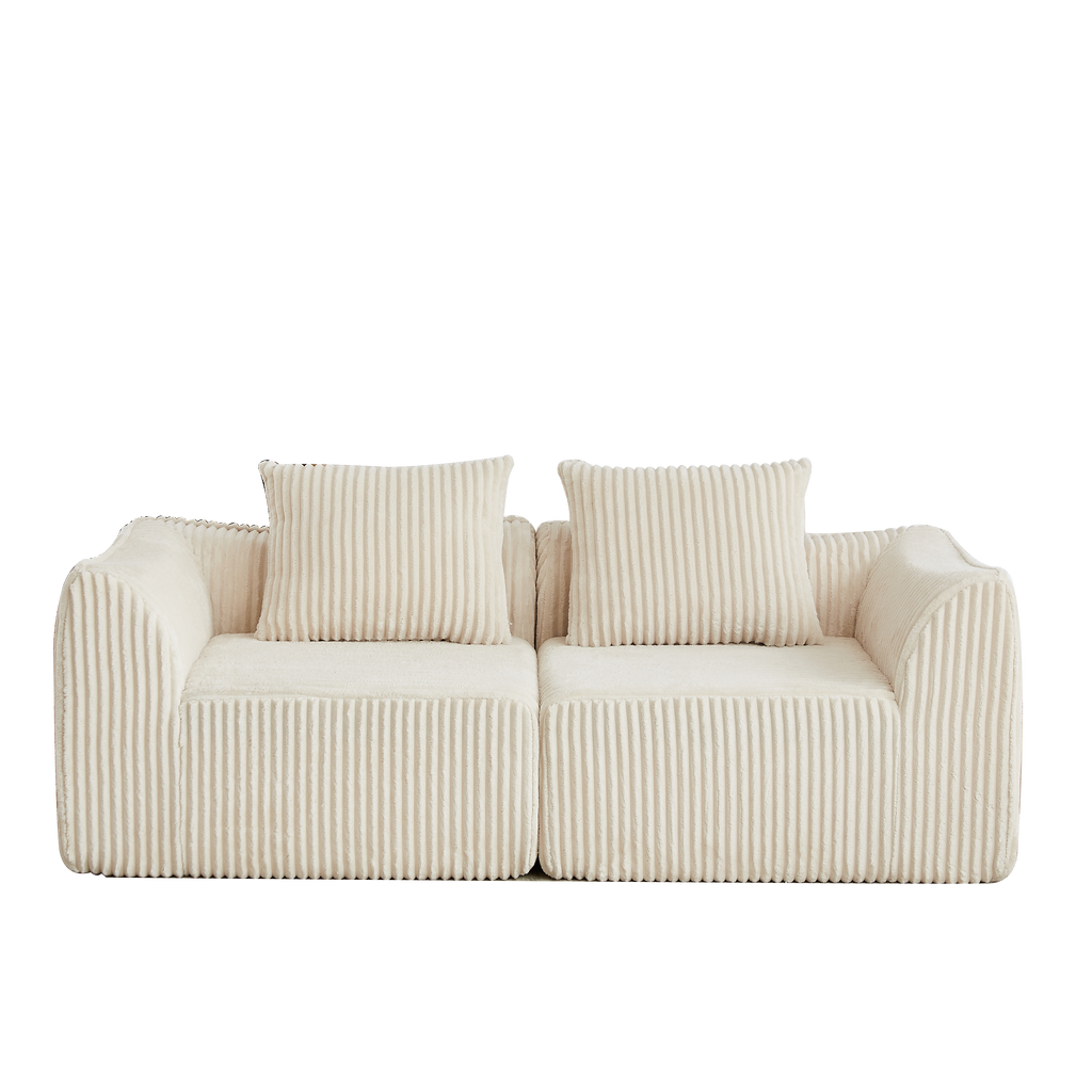 Minimalist Corduroy Sofa Featuring Curved Lines