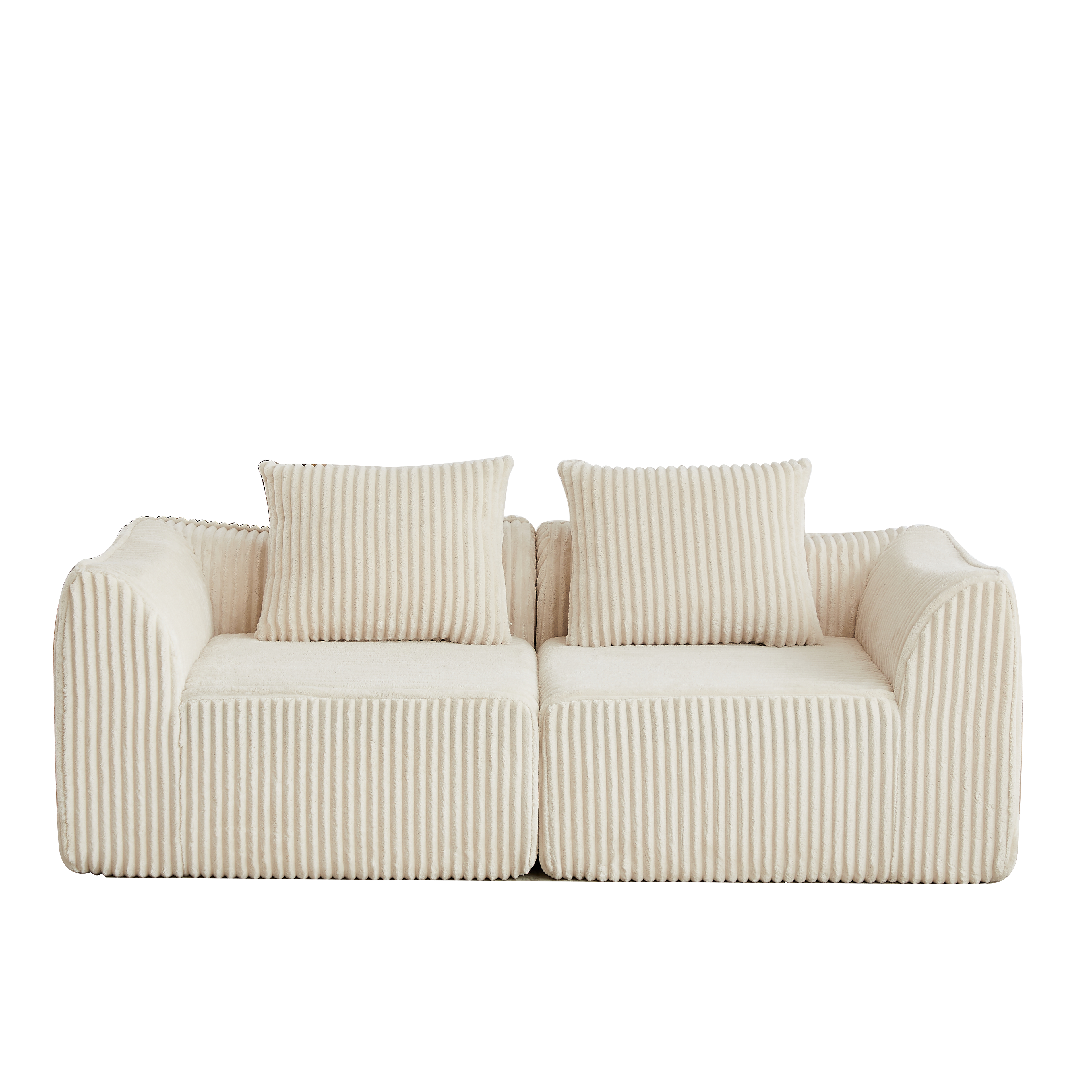 Minimalist Corduroy Sofa Featuring Curved Lines