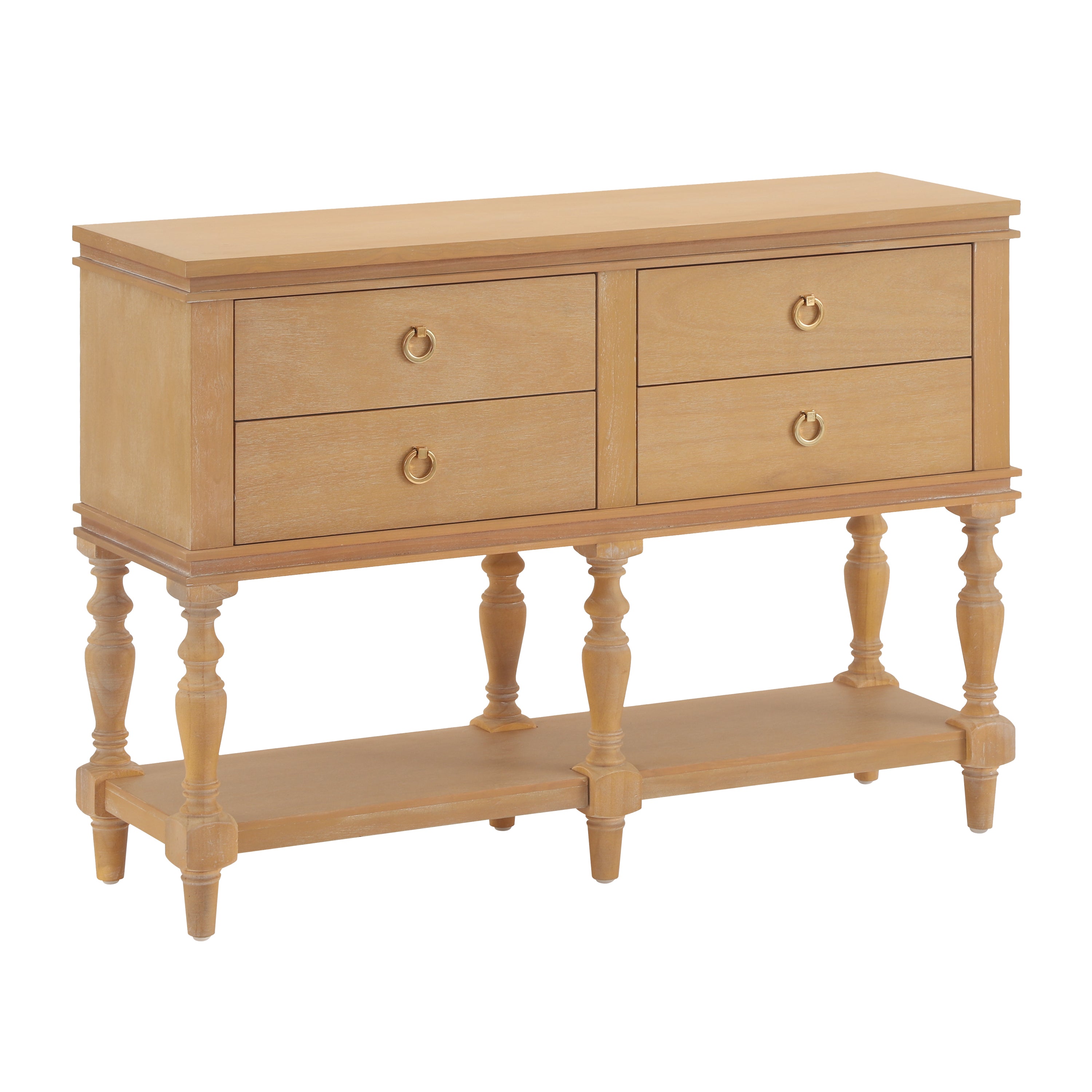 42" Vintage Console Table with 4 Soft-Close Drawers